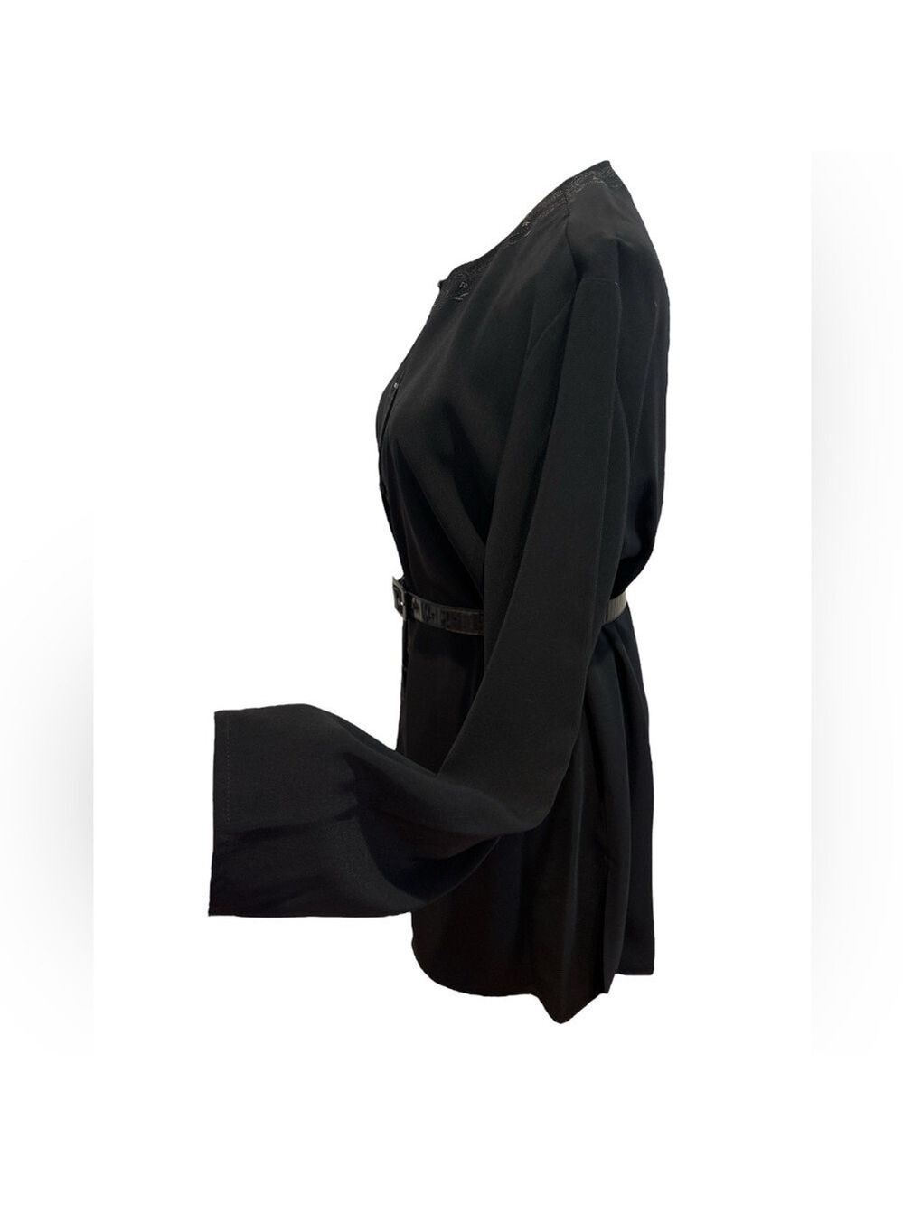 90s MAGGIE MCNAUGHTON BLACK BOHO TUNIC W DECORATIVE BUTTONS & EMBROIDERY SZ XL - Picture 3 of 7